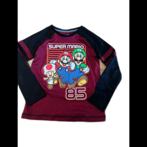 Super Mario & Luigi Graphic T-Shirt Red Boys Size 4 4T Nintendo Gamer Tee